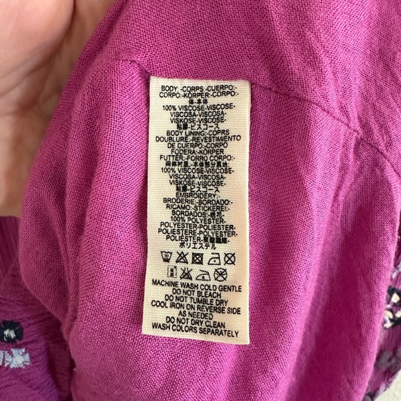 Free People Oxford Embroidered Long Sleeve Swing Dress Purple Womens Size Small - Picture 7 of 8